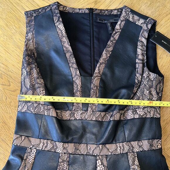 BcBG Woman’s Black Leather Lace Matrix Mini evening cosplay Dress Size 0 NWT - Picture 5 of 9